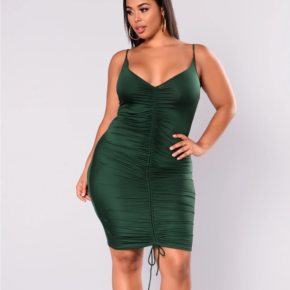 Ruched Hunter Green Stretchy Fashion Nova Dress